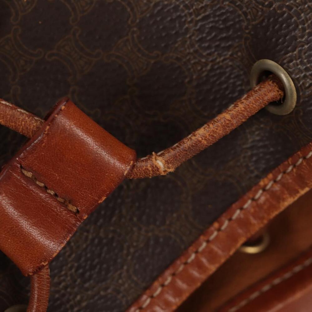 CELINE Macadam Canvas Backpack PVC Leather Brown Gold Auth 156449 - Picture 10 of 16